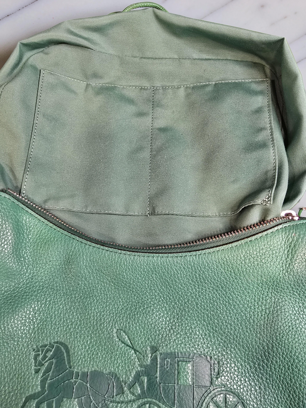 Coach Jes Leather Hobo Bag Mint Green Horse & Carriage-F72702 - Picture 9 of 14